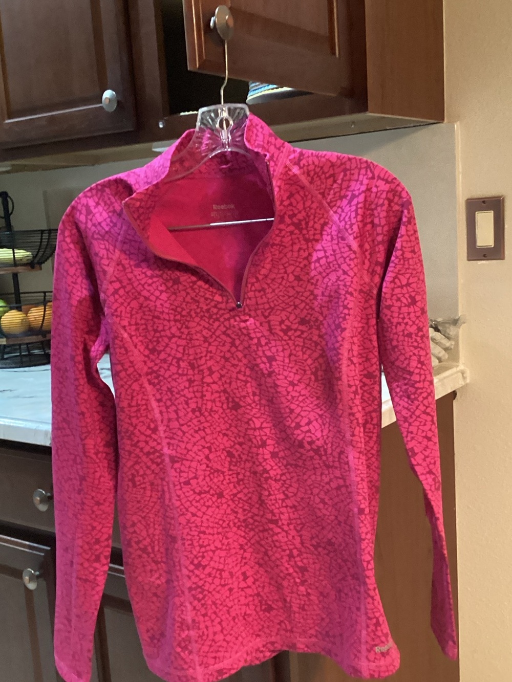Reebok Women’s Hot Pink Printed Quarter-Zip Pullover